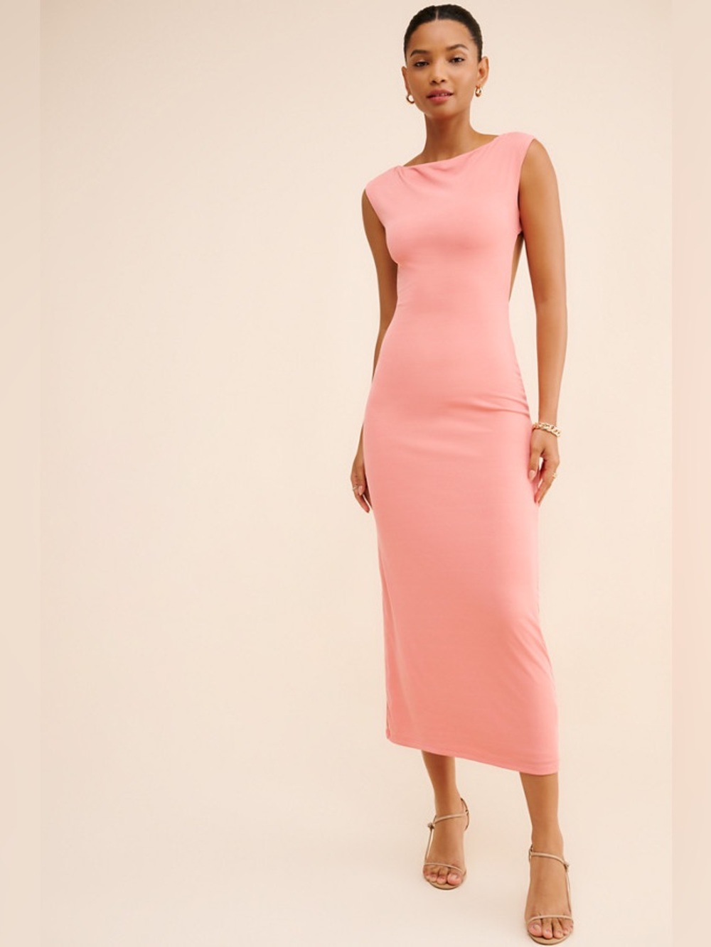Ownley Zulu Midi Cowl Neck Open Back Dress - Mauve